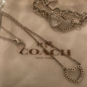 COACH Silver bracelet with necklace heart set